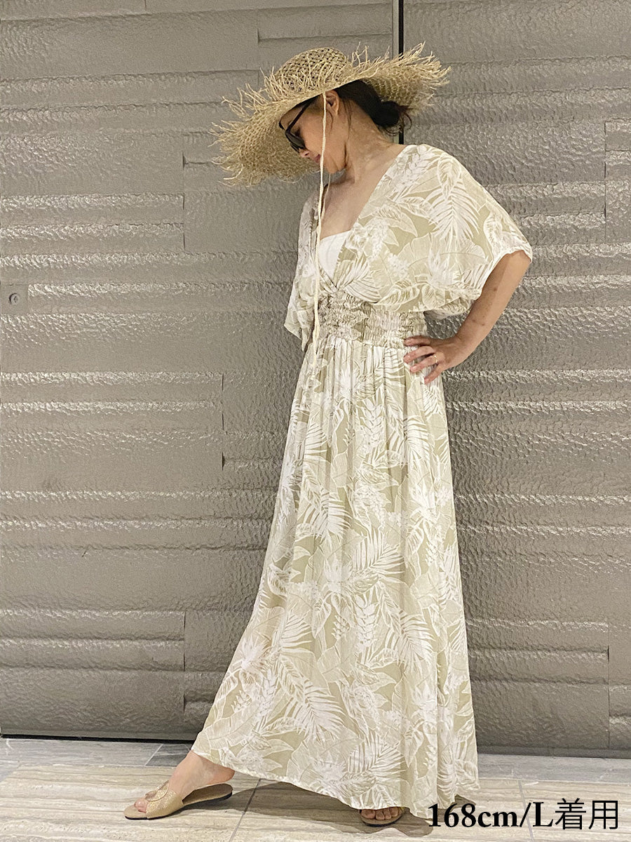 LAUT BLUE(ラウトブルー)パゴスマキシワンピース/ボタニカル柄