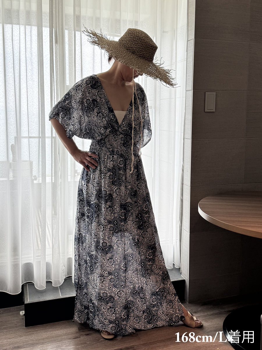 LAUT BLUE(ラウトブルー)パゴスマキシワンピース/ペイズリー柄