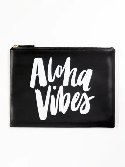 ki-ele(キ・エレエ)“Aloha Vibes”ブラックレザークラッチバッグ