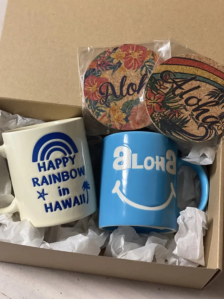 【ギフトボックス】HAPPY RAINBOW マグカップとコースターSET(ボックスラッピングでお届け)