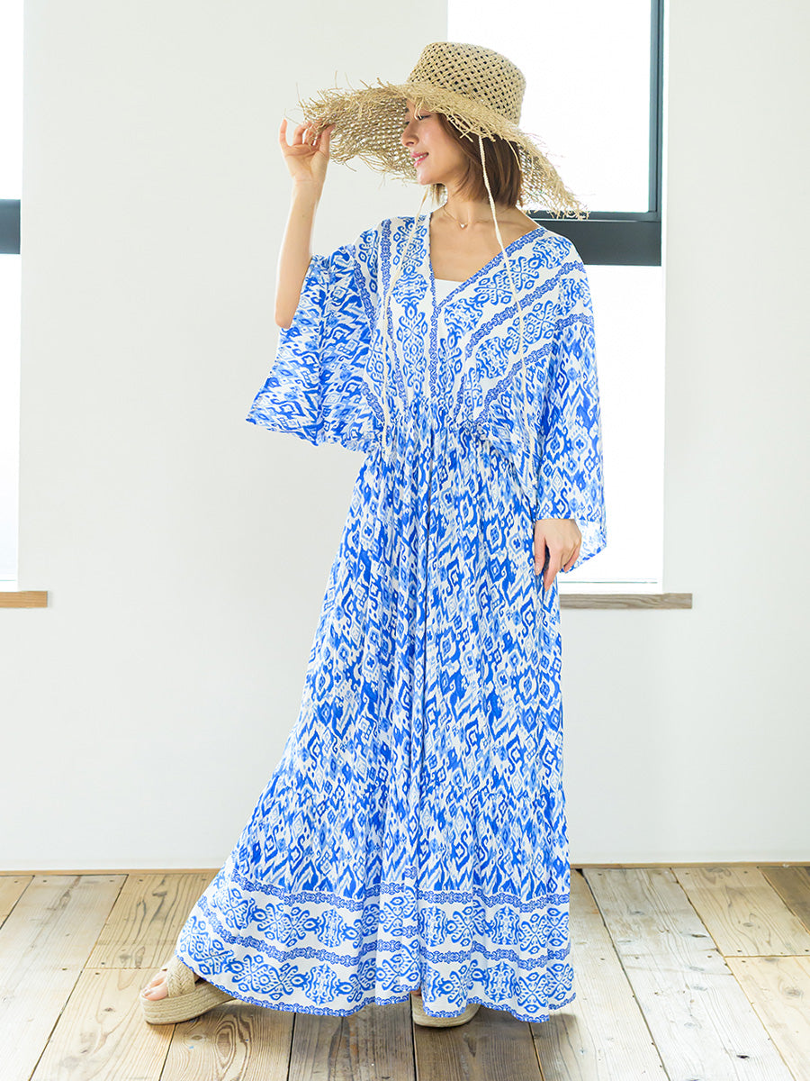 romy by the sea(ルーミーバイザシー)エスニック柄ドルマンティアードワンピース