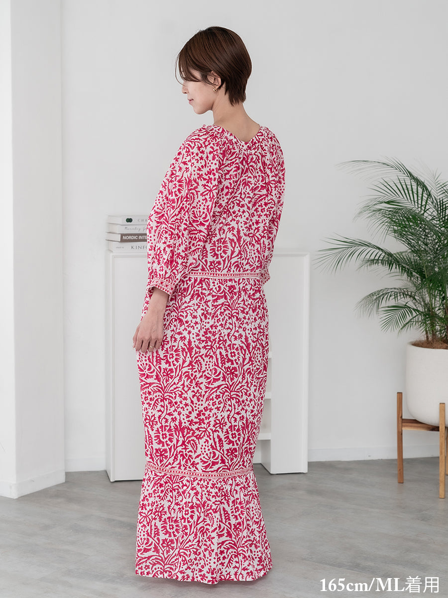 Eighty Seven(エイティセブン)インド綿フレア前ボタンワンピース