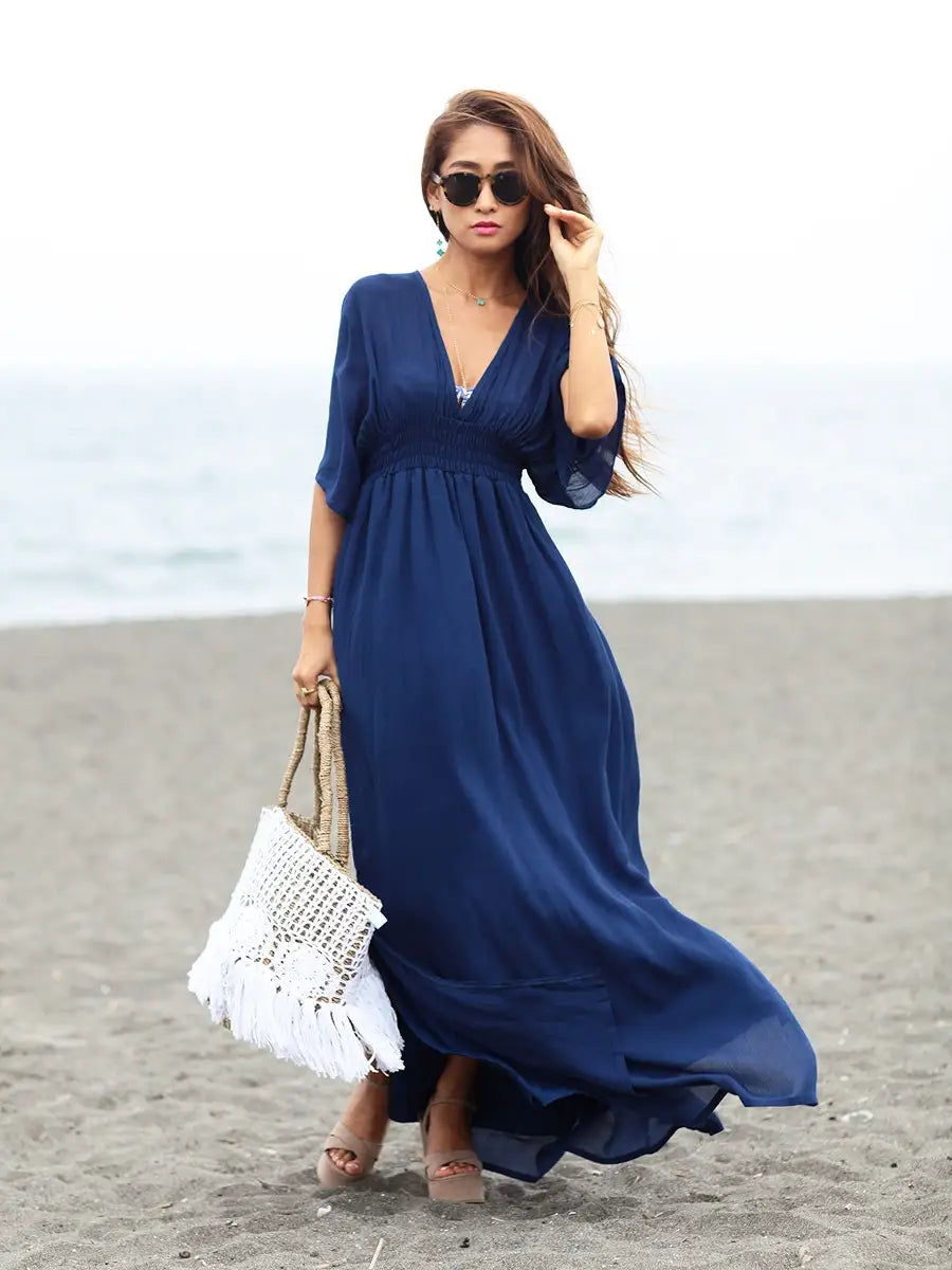 LAUT BLUE(ラウトブルー)ジパングマキシワンピース/ネイビー LAUT BLUE(ラウトブルー)ジパングマキシワンピース/ネイビー