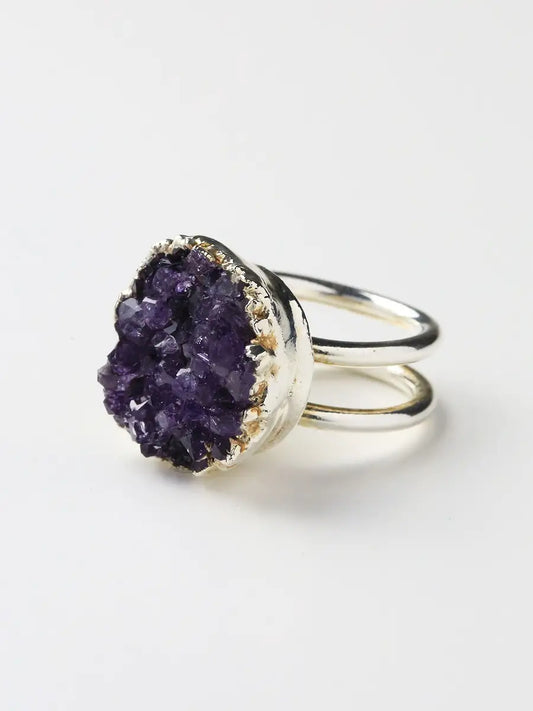 LUX divine(ラックスディヴァイン)Amethyst Cluster Double Banded Ring